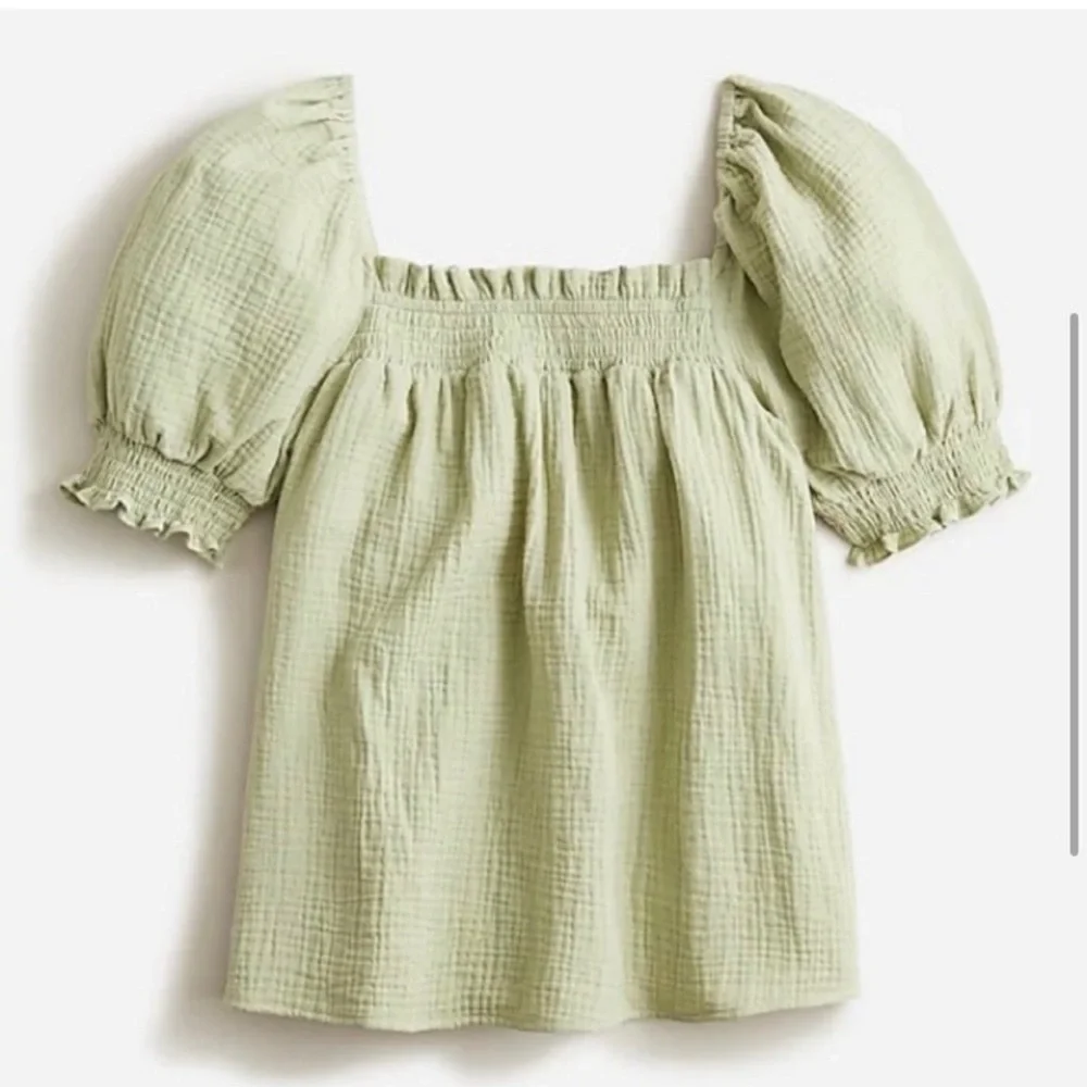 J.Crew Squareneck puff-sleeve soft gauze top